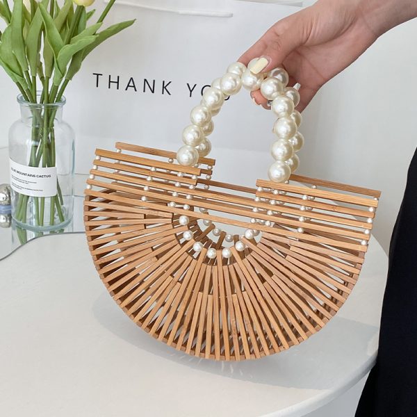 Bamboo Woven Handbag for Women, Versatile Commuter Bag, Spring/Summer 2025 Niche Design, Eco-Friendly Bamboo Joint Bag