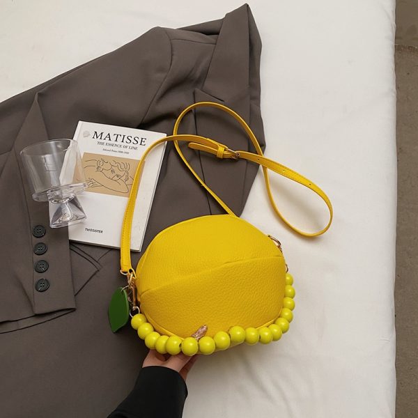 Beaded Round Handbag for Women - Summer Fresh Hot Pink Crossbody Phone Bag 2025, Trendy Small Purse for Casual Style