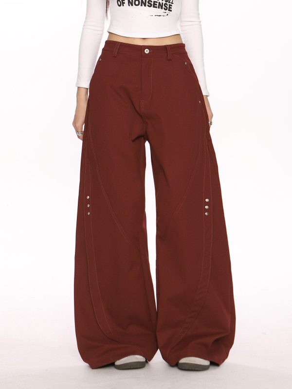 Black Deconstructed Curved Blade Wide-Leg Pants - Trendy High-End Casual Trousers for Women, Floor-Length Niche Design Fashion