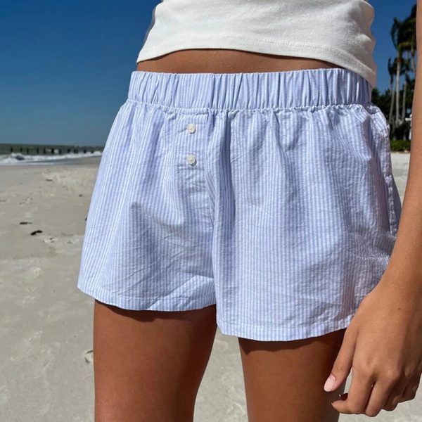Blue Love Atmospheric Niche Design Casual Low-Waist Shorts for Home and Outdoor Wear - Trendy Y2K Style