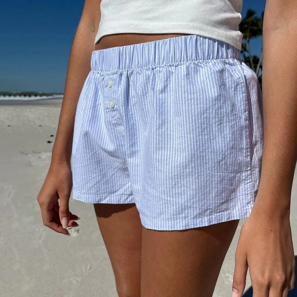Blue Love Atmospheric Niche Design Casual Low-Waist Shorts for Home and Outdoor Wear - Trendy Y2K Style
