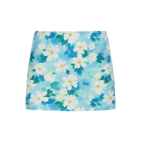 Blue Rose Printed Tulle Vintage Midi Skirt - Elegant Long Skirt for Spring - Trendy Floral Design, Perfect for 90s and Y2K Styles