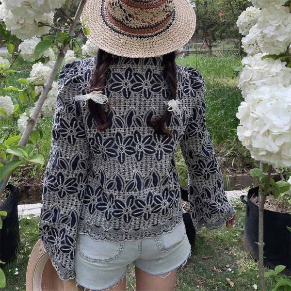 Bohemian Tie-Up Bell Sleeve Shirt Top - Handmade Cotton Vacation Top with Niche Embroidery for a Chic 90s Inspired Look