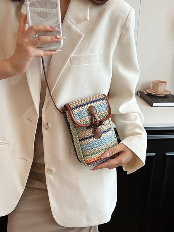 Bohemian Woven Beach Bag for Women - Summer 2025 Shoulder Crossbody Bag with Phone Pocket - Ideal for Seaside Vacations