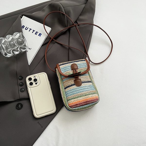 Bohemian Woven Beach Bag for Women - Summer 2025 Shoulder Crossbody Bag with Phone Pocket - Ideal for Seaside Vacations