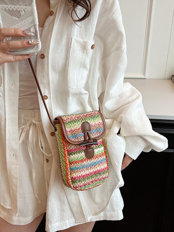 Bohemian Woven Beach Bag for Women - Summer 2025 Shoulder Crossbody Bag with Phone Pocket - Ideal for Seaside Vacations