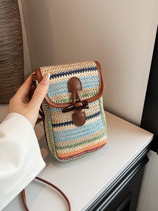 Bohemian Woven Beach Bag for Women - Summer 2025 Shoulder Crossbody Bag with Phone Pocket - Ideal for Seaside Vacations