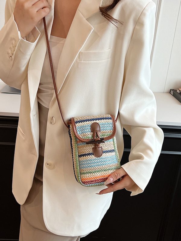 Bohemian Woven Beach Bag for Women - Summer 2025 Shoulder Crossbody Bag with Phone Pocket - Ideal for Seaside Vacations