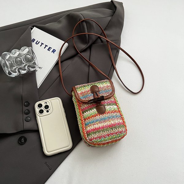 Bohemian Woven Beach Bag for Women - Summer 2025 Shoulder Crossbody Bag with Phone Pocket - Ideal for Seaside Vacations