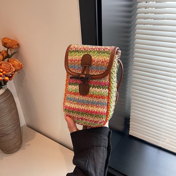 Bohemian Woven Straw Beach Bag for Women, 2025 Vacation Crossbody Shoulder Tote for Seaside Style