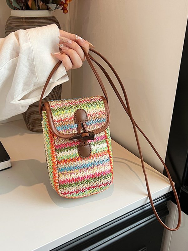Bohemian Woven Straw Beach Bag for Women, 2025 Vacation Crossbody Shoulder Tote for Seaside Style