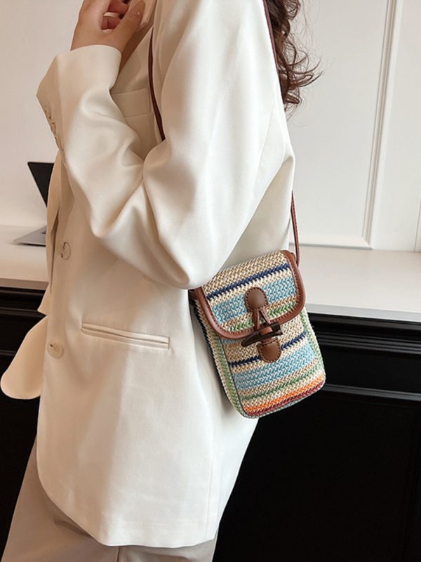 Bohemian Woven Straw Beach Bag for Women, 2025 Vacation Crossbody Shoulder Tote for Seaside Style
