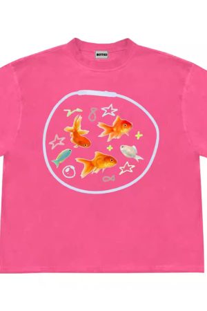 Casual Day Outfits, Easy Trendy Outfits Aesthetic Goldfish Graphic T-Shirt