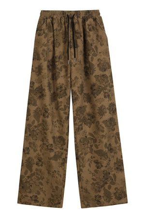 Casual Day Outfits, Easy Trendy Outfits Aesthetic Wide Floral Cord Pants