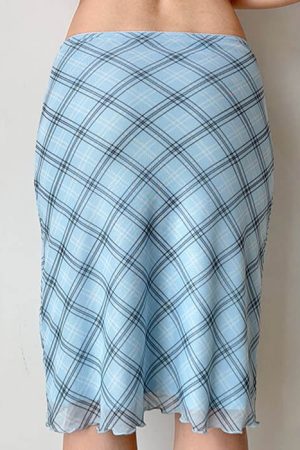 Casual Day Outfits, Easy Trendy Outfits Baby Blue Plaid Midi Skirt