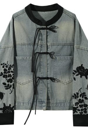 Casual Day Outfits, Easy Trendy Outfits Chinese Style Embroidered Denim Jacket