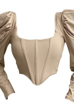 Casual Day Outfits, Easy Trendy Outfits Coffee Cream Corset Top