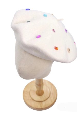 Casual Day Outfits, Easy Trendy Outfits Colorful Rhinestone Beret Hat
