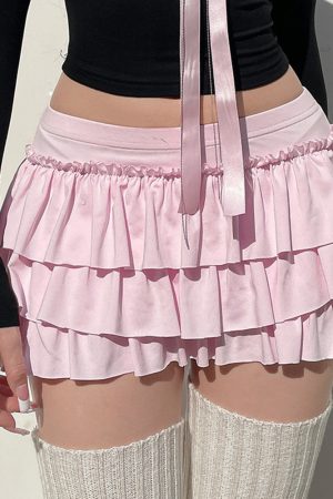 Casual Day Outfits, Easy Trendy Outfits Coquette Ruffled Mini Skort