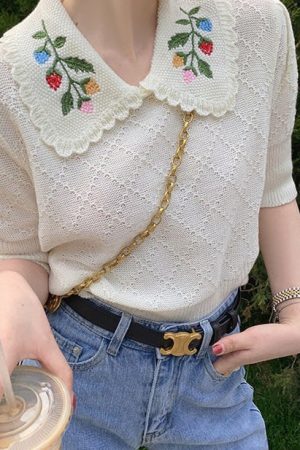 Casual Day Outfits, Easy Trendy Outfits Cottagecore Collar Top