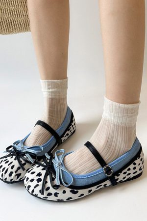 Casual Day Outfits, Easy Trendy Outfits Cow Print Mary Jane Ballet Flats