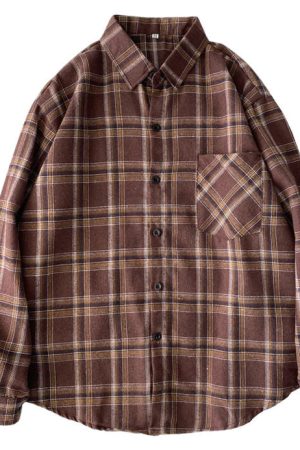 Casual Day Outfits, Easy Trendy Outfits Dark Academia Aesthetic Plaid Shirt