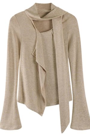 Casual Day Outfits, Easy Trendy Outfits Fall Feels Cozy Tie Neck Knit Top