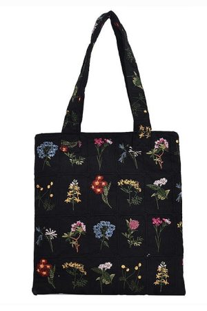 Casual Day Outfits, Easy Trendy Outfits Floral Embroidered Tote Bag