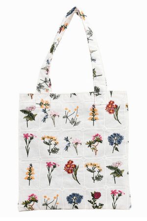 Casual Day Outfits, Easy Trendy Outfits Floral Embroidered Tote Bag
