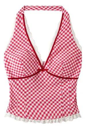 Casual Day Outfits, Easy Trendy Outfits Gingham Picnic Halter Top