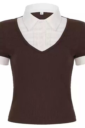 Casual Day Outfits, Easy Trendy Outfits Gossip Goes Around Layered Collar Shirt