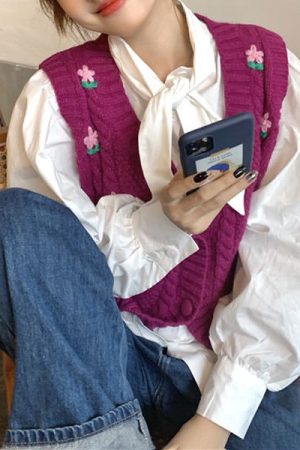 Casual Day Outfits, Easy Trendy Outfits Grandmacore Knit Vest