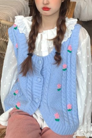Casual Day Outfits, Easy Trendy Outfits Grandmacore Knit Vest