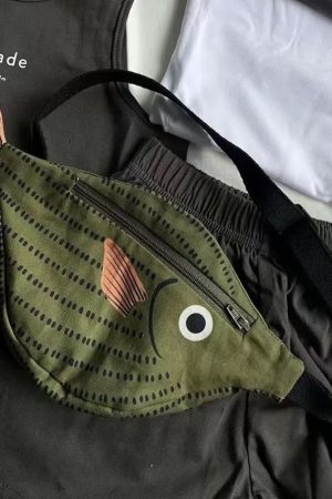 Casual Day Outfits, Easy Trendy Outfits Green Fish Waist Bag