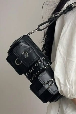 Casual Day Outfits, Easy Trendy Outfits Grunge Lace Up Underarm Bag