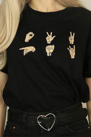 Casual Day Outfits, Easy Trendy Outfits Hands Embroidered T-Shirt