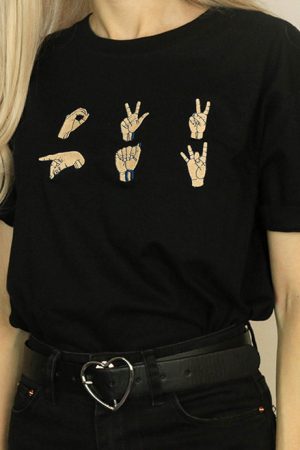Casual Day Outfits, Easy Trendy Outfits Hands Embroidered T-Shirt