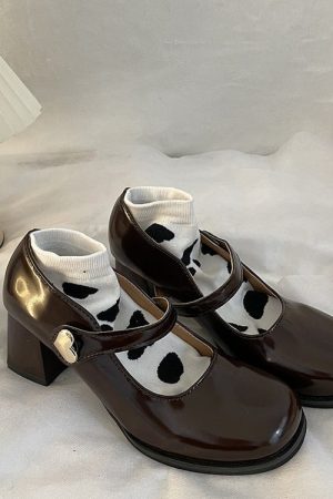 Casual Day Outfits, Easy Trendy Outfits Heart Buckle Mary Jane Shoes