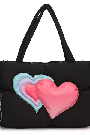 Casual Day Outfits, Easy Trendy Outfits Heart Puffer Handbag