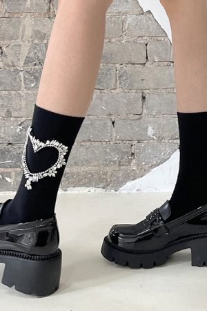 Casual Day Outfits, Easy Trendy Outfits Heart Rhinestone Socks