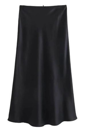 Casual Day Outfits, Easy Trendy Outfits Low Waist Satin Maxi Skirt