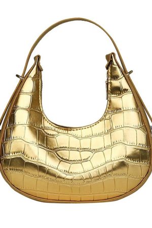 Casual Day Outfits, Easy Trendy Outfits Metallic Aesthetic Hobo Bag