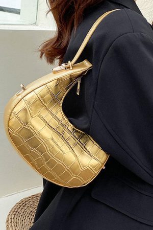 Casual Day Outfits, Easy Trendy Outfits Metallic Aesthetic Hobo Bag