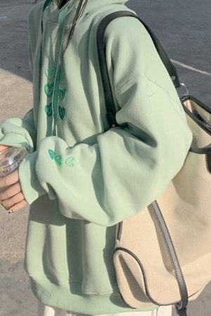 Casual Day Outfits, Easy Trendy Outfits Mint Aesthetic Heart Hoodie