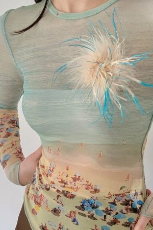 Casual Day Outfits, Easy Trendy Outfits Ocean Beach Print Top
