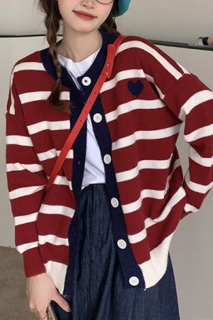 Casual Day Outfits, Easy Trendy Outfits Paris Striped Cardigan