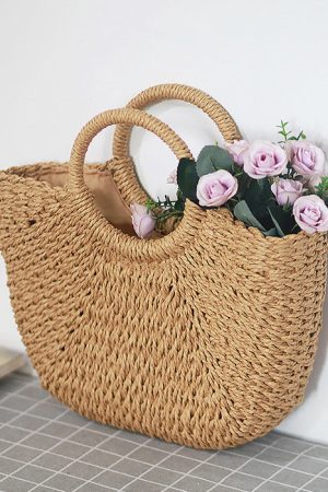 Casual Day Outfits, Easy Trendy Outfits Picnic Time Cottagecore Straw Bag