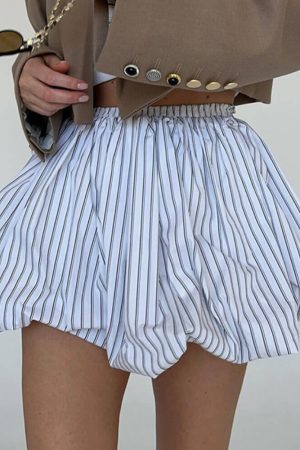 Casual Day Outfits, Easy Trendy Outfits Pinstripe Balloon Skirt