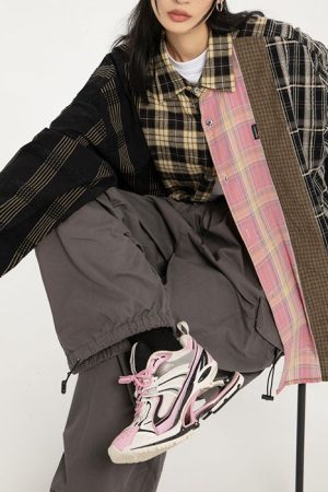 Casual Day Outfits, Easy Trendy Outfits Plaid Oversized Shirt
