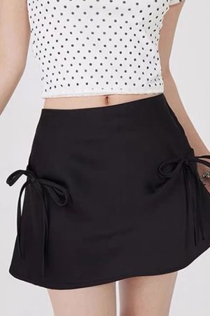 Casual Day Outfits, Easy Trendy Outfits Satin Mini Skirt with Bows